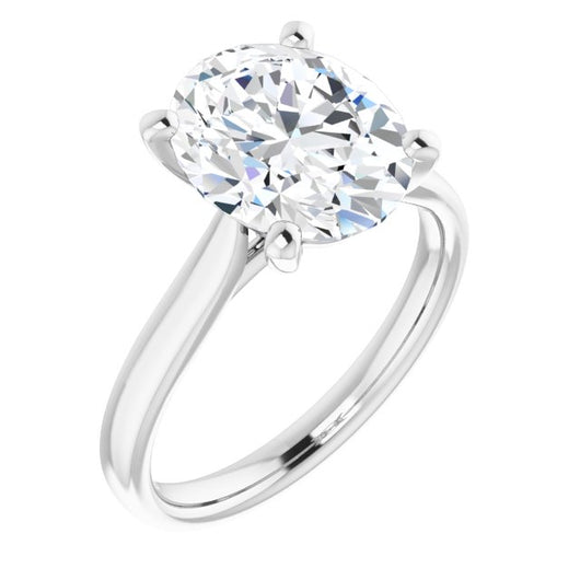 10K White Gold Customizable Cathedral-Prong Oval Cut Solitaire