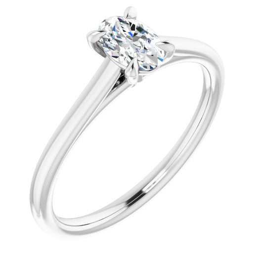 10K White Gold Customizable Classic Cathedral Oval Cut Solitaire