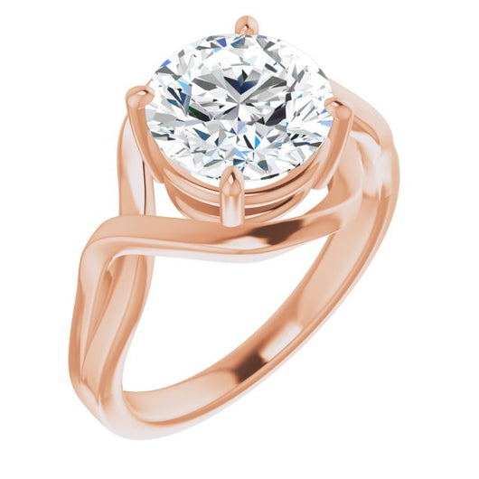 10K Rose Gold Customizable Round Cut Hurricane-inspired Bypass Solitaire