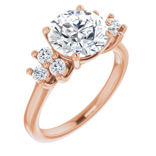 10K Rose Gold Customizable Round Cut 7-stone Prong-Set Design