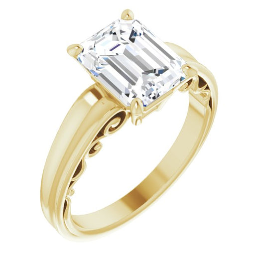 10K Yellow Gold Customizable Emerald/Radiant Cut Solitaire