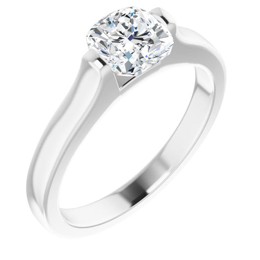 10K White Gold Customizable Bar-set Cushion Cut Solitaire