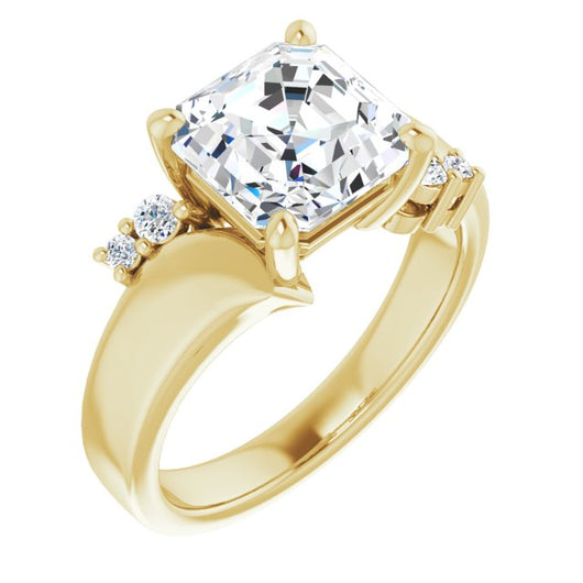 10K Yellow Gold Customizable 5-stone Asscher Cut Style featuring Artisan Bypass