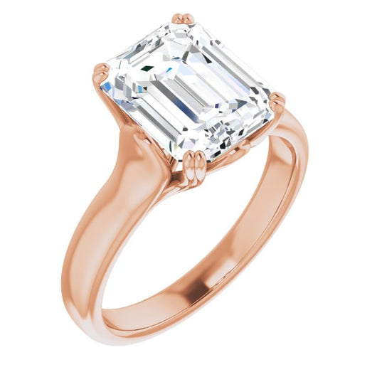 10K Rose Gold Customizable Emerald/Radiant Cut Solitaire with Under-trellis Design