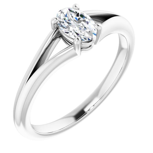 10K White Gold Customizable Oval Cut Solitaire with Tapered Split Band