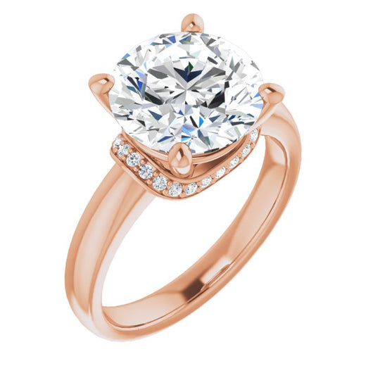 10K Rose Gold Customizable Round Cut Style featuring Saddle-shaped Under Halo