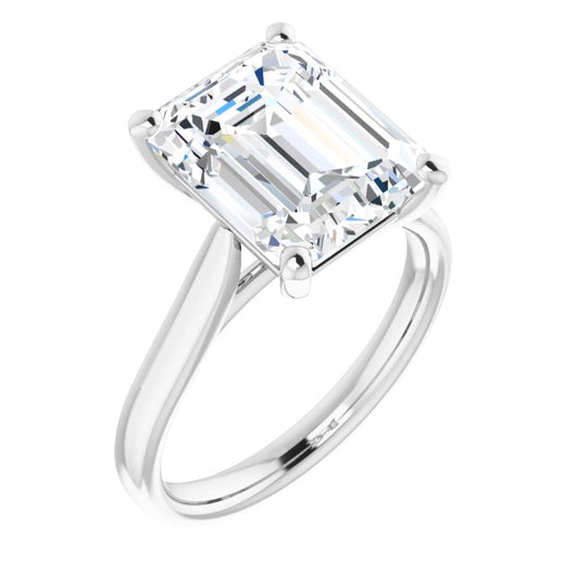 10K White Gold Customizable Cathedral-Prong Emerald/Radiant Cut Solitaire