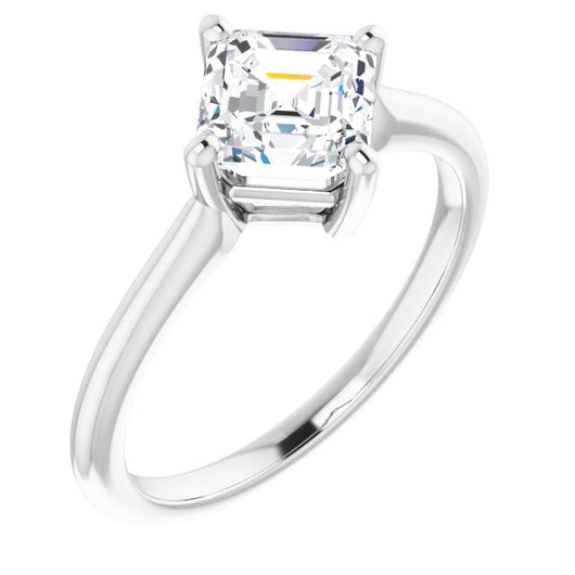 10K White Gold Customizable Asscher Cut Solitaire with Raised Prong Basket