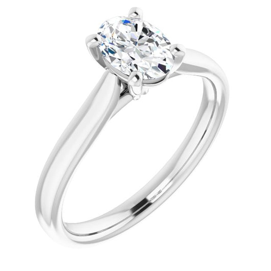 10K White Gold Customizable Cathedral-Prong Oval Cut Solitaire