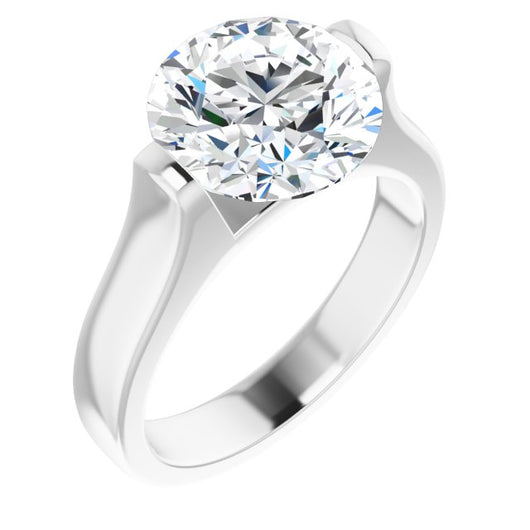 10K White Gold Customizable Bar-set Round Cut Solitaire