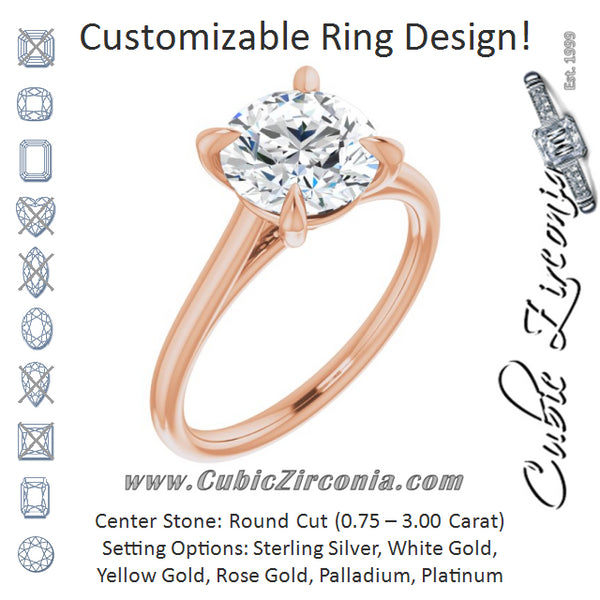 Cubic Zirconia Engagement Ring- The Nala (Customizable Classic Cathedral Round Cut Solitaire)