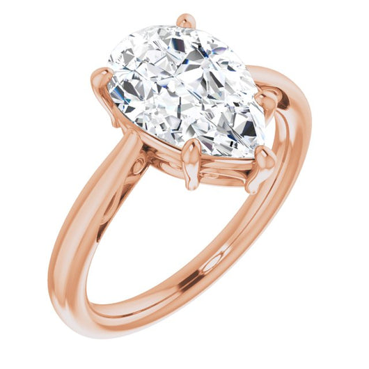 10K Rose Gold Customizable Pear Cut Solitaire with 'Incomplete' Decorations