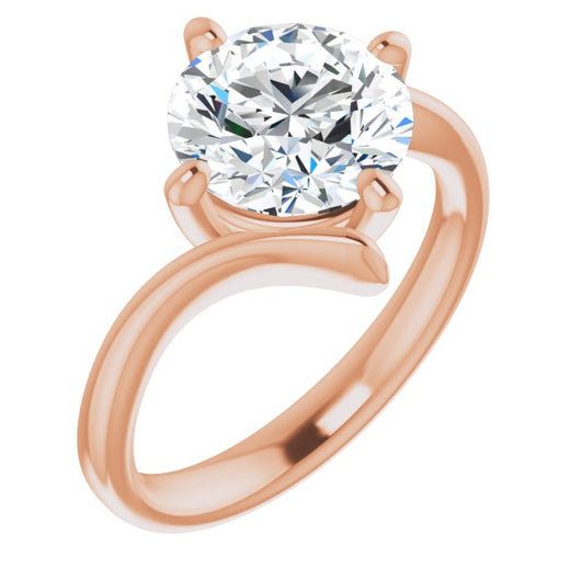 10K Rose Gold Customizable Round Cut Solitaire with Thin, Bypass-style Band