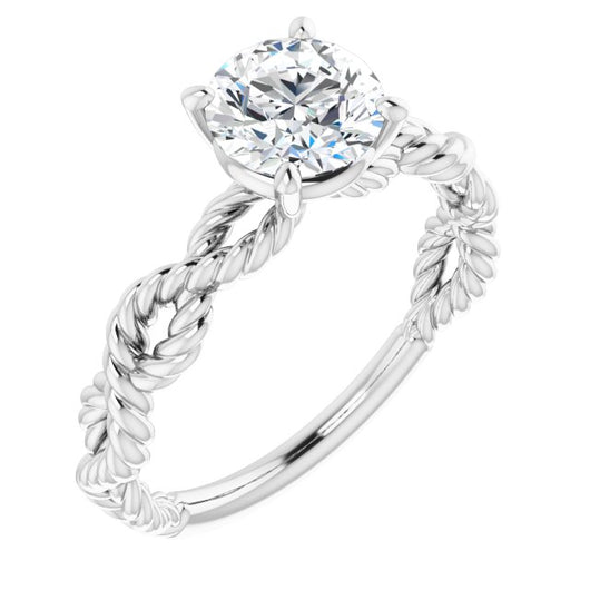 10K White Gold Customizable Round Cut Solitaire with Infinity-inspired Twisting-Rope Split Band