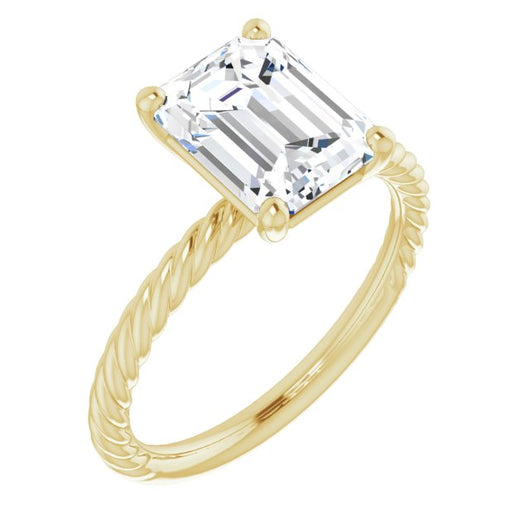 10K Yellow Gold Customizable [[Cut] Cut Solitaire featuring Braided Rope Band