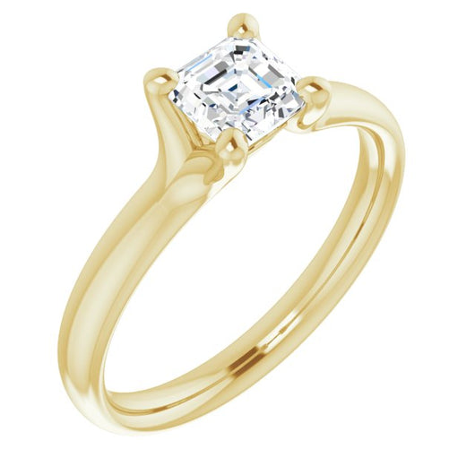 10K Yellow Gold Customizable Asscher Cut Fabulous Solitaire