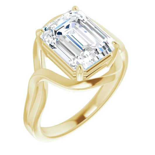 10K Yellow Gold Customizable Emerald/Radiant Cut Hurricane-inspired Bypass Solitaire