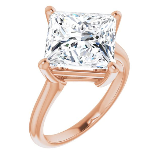 10K Rose Gold Customizable Princess/Square Cut Solitaire with Raised Prong Basket