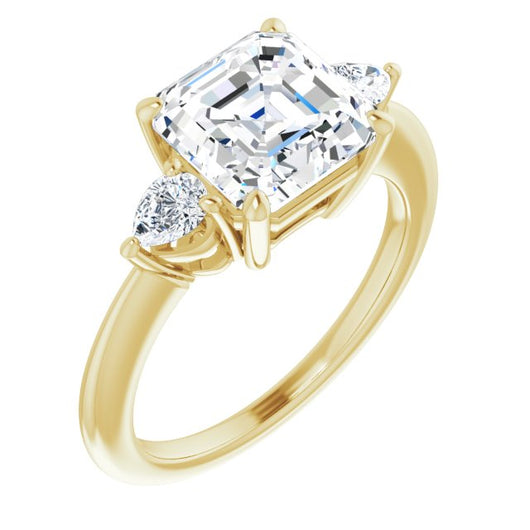 10K Yellow Gold Customizable 3-stone Asscher Style with Pear Accents