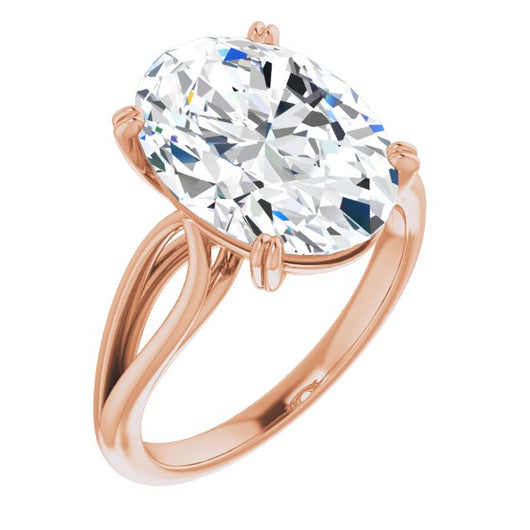 10K Rose Gold Customizable Oval Cut Solitaire with Wide-Split Band