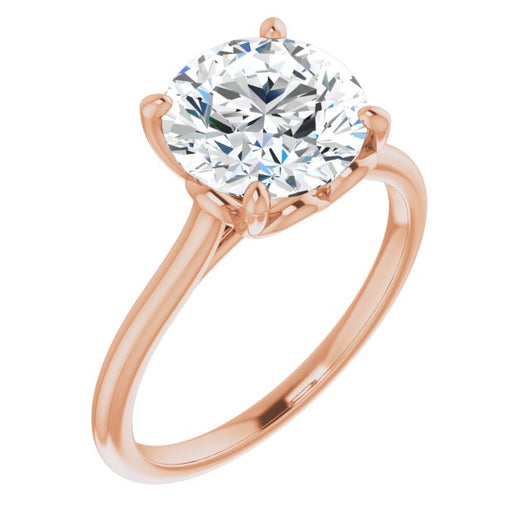 10K Rose Gold Customizable Cathedral-style Round Cut Solitaire with Decorative Heart Prong Basket