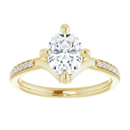 Oval Cut CZ Ring featuring Thin Band and Shared-Prong Round Accents ...