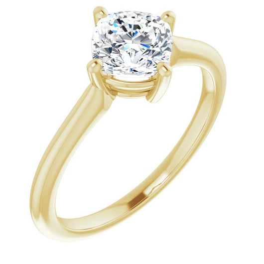 10K Yellow Gold Customizable Cushion Cut Solitaire with Raised Prong Basket