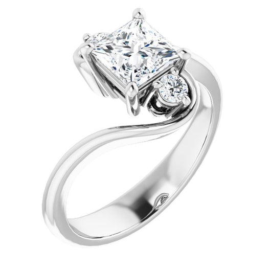 10K White Gold Customizable 3-stone Princess/Square Cut Setting featuring Artisan Bypass