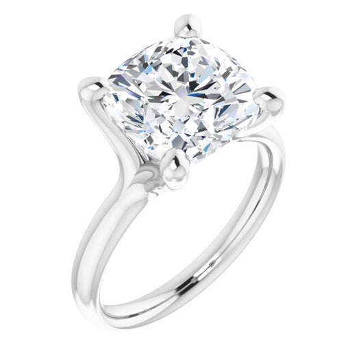 10K White Gold Customizable Cushion Cut Fabulous Solitaire