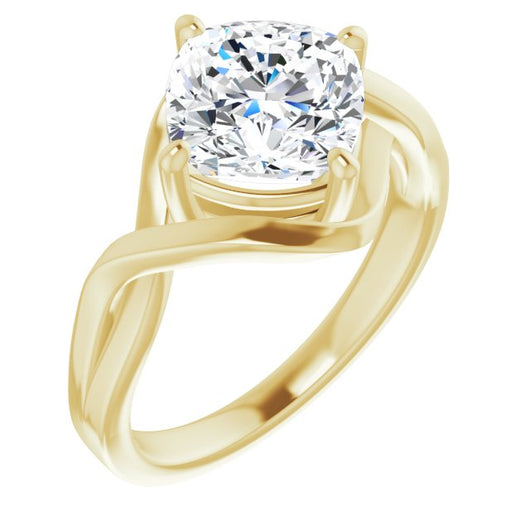 10K Yellow Gold Customizable Cushion Cut Hurricane-inspired Bypass Solitaire