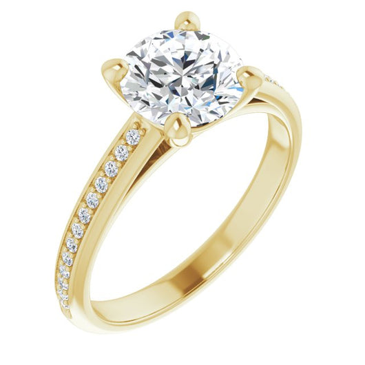 10K Yellow Gold Customizable Cathedral-set Round Cut Style with Shared Prong Band