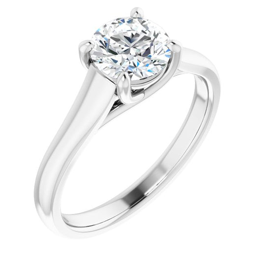 10K White Gold Customizable Round Cut Cathedral-Prong Solitaire with Decorative X Trellis