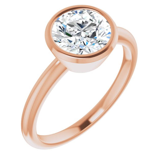 10K Rose Gold Customizable Bezel-set Round Cut Solitaire with Thin Band