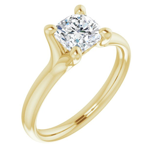 10K Yellow Gold Customizable Cushion Cut Fabulous Solitaire