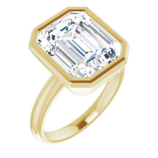 10K Yellow Gold Customizable Bezel-set Emerald/Radiant Cut Solitaire with Thin Band