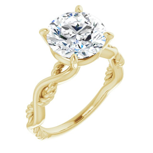 10K Yellow Gold Customizable Round Cut Solitaire with Twisting Split Band