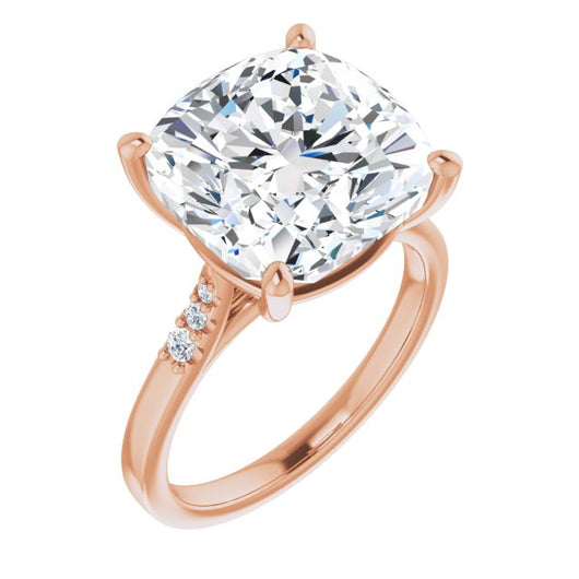 10K Rose Gold Customizable 7-stone Cushion Cut Cathedral Style with Triple Graduated Round Cut Side Stones