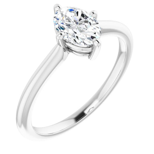 10K White Gold Customizable Oval Cut Solitaire with Raised Prong Basket