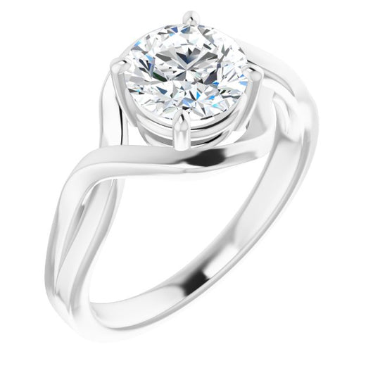 10K White Gold Customizable Round Cut Hurricane-inspired Bypass Solitaire