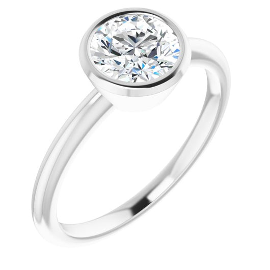 10K White Gold Customizable Bezel-set Round Cut Solitaire with Thin Band