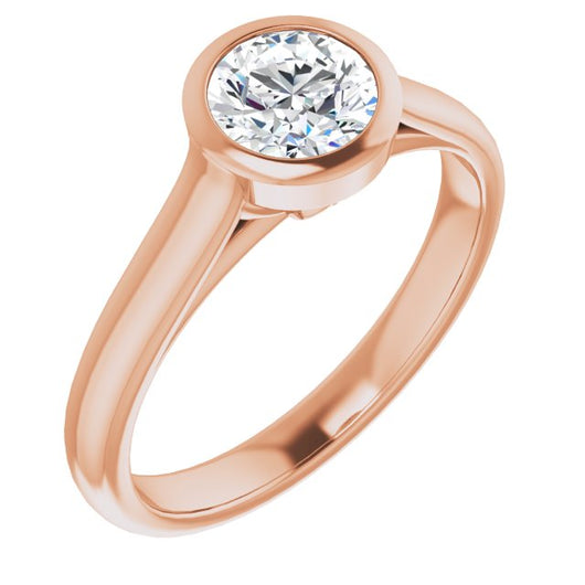 10K Rose Gold Customizable Cathedral-Bezel Round Cut 7-stone "Semi-Solitaire" Design