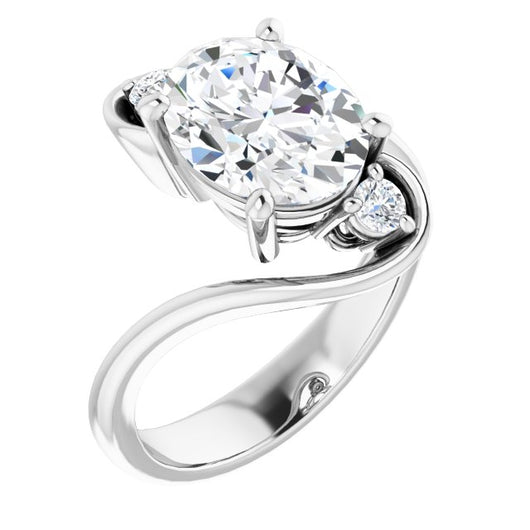 10K White Gold Customizable 3-stone Oval Cut Setting featuring Artisan Bypass