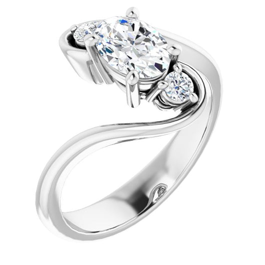 10K White Gold Customizable 3-stone Oval Cut Setting featuring Artisan Bypass