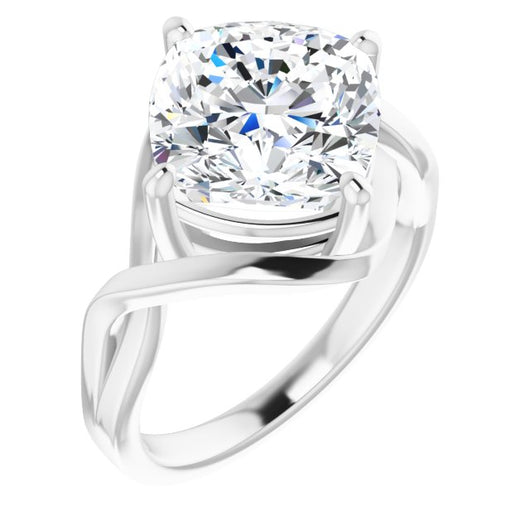 10K White Gold Customizable Cushion Cut Hurricane-inspired Bypass Solitaire