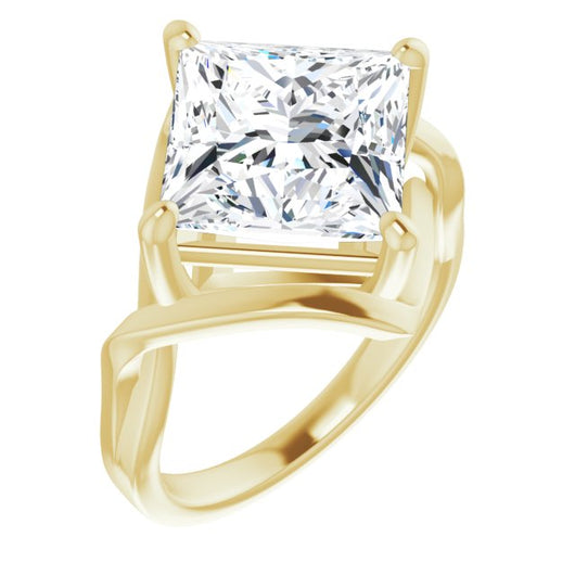 10K Yellow Gold Customizable Princess/Square Cut Hurricane-inspired Bypass Solitaire