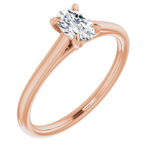 10K Rose Gold Customizable Classic Cathedral Oval Cut Solitaire