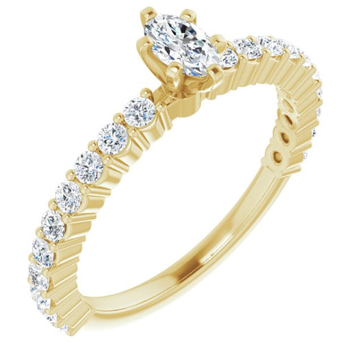 10K Yellow Gold Customizable 8-prong Oval Cut Design with Thin, Stackable Pav? Band