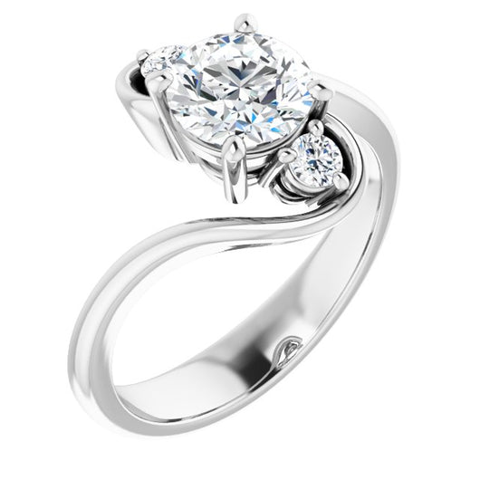 10K White Gold Customizable 3-stone Round Cut Setting featuring Artisan Bypass