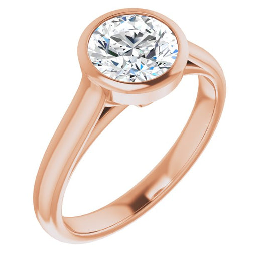 10K Rose Gold Customizable Cathedral-Bezel Round Cut 7-stone "Semi-Solitaire" Design