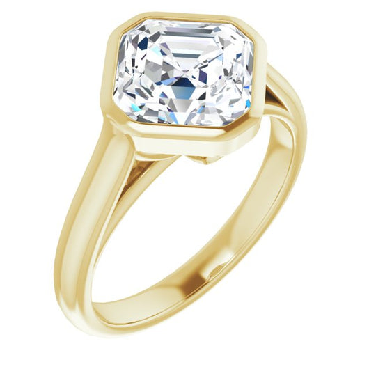 10K Yellow Gold Customizable Cathedral-Bezel Asscher Cut 7-stone "Semi-Solitaire" Design